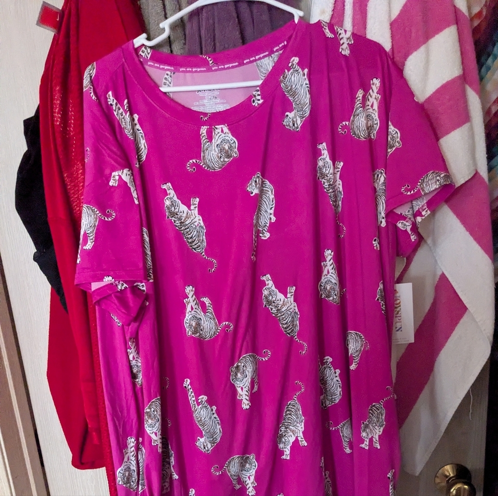 Pink Tiger Print Women's PJ Shirt